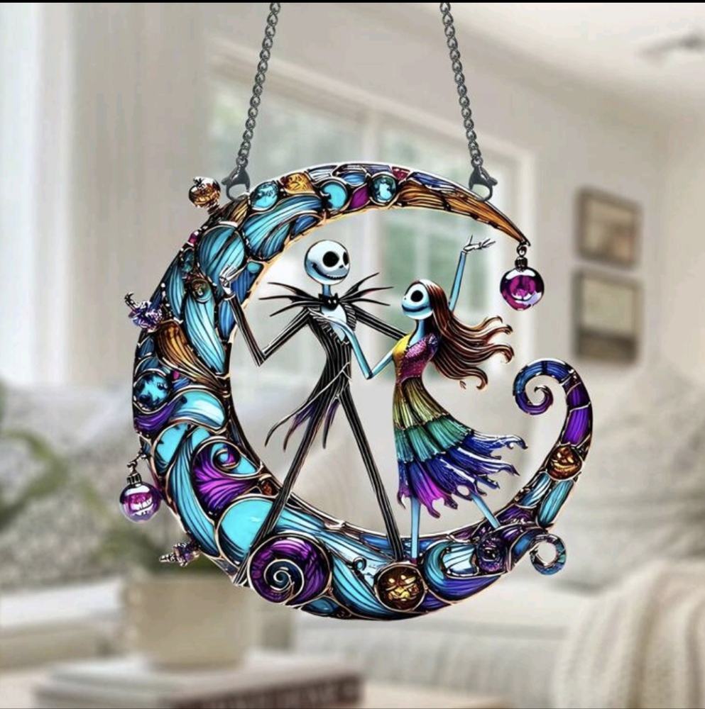 Nightmare Before Christmas Jack Skellington Crescent Suncatcher 2D Acrylic - Picture 2 of 4